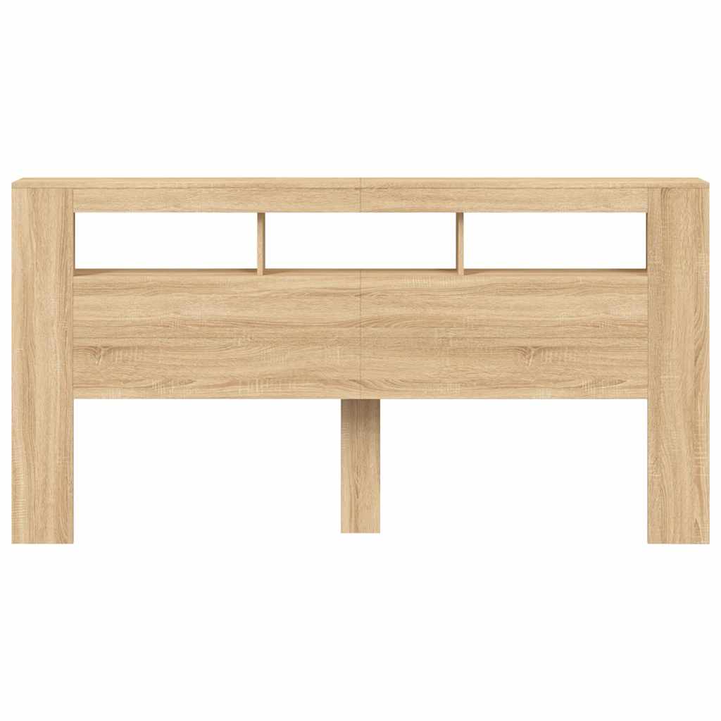 sonoma tölgy színű szerelt fa LED-es fejtámla 200x18,5x103,5 cm