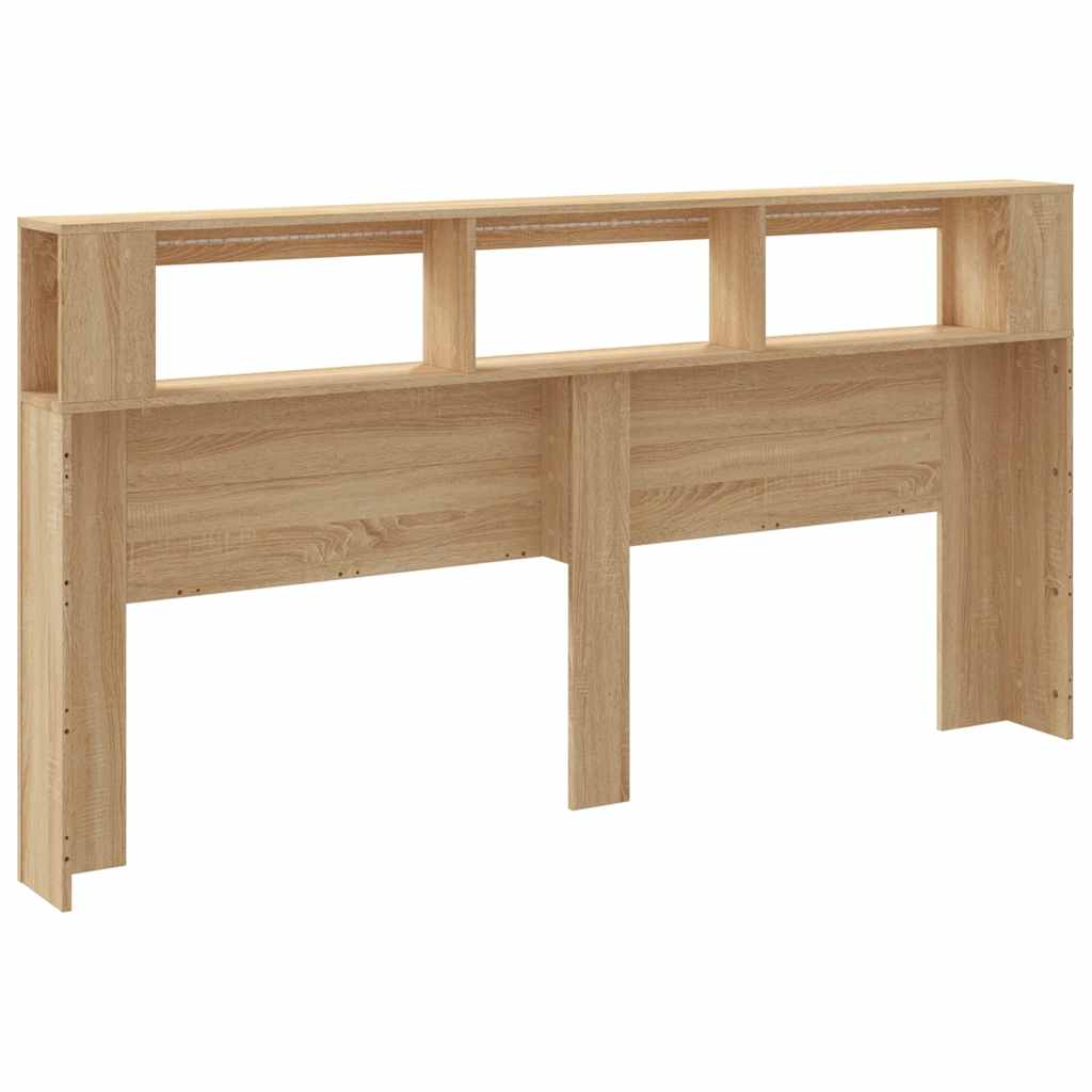 sonoma tölgy színű szerelt fa LED-es fejtámla 200x18,5x103,5 cm