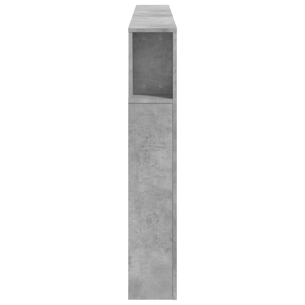 betonszürke szerelt fa LED-es fejtámla 200 x 18,5 x 103,5 cm