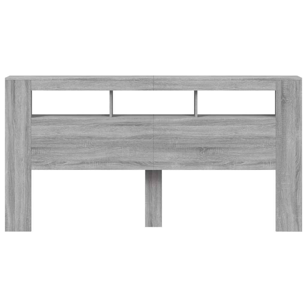 szürke sonoma szerelt fa LED-es fejtámla 200 x 18,5 x 103,5 cm