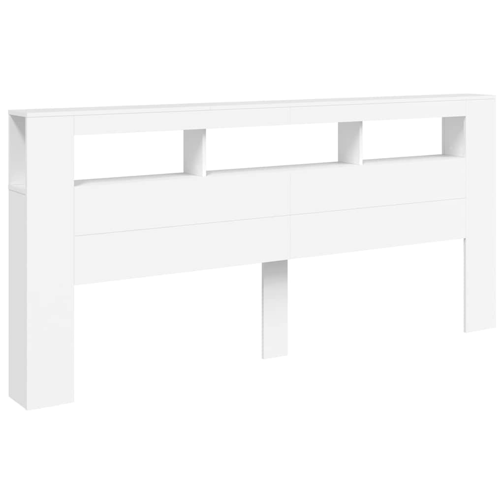 fehér szerelt fa LED-es fejtámla 220x18,5x103,5 cm