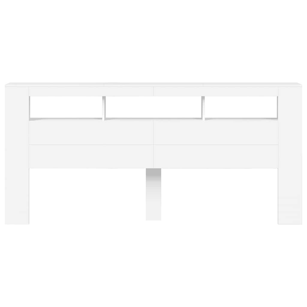 fehér szerelt fa LED-es fejtámla 220x18,5x103,5 cm