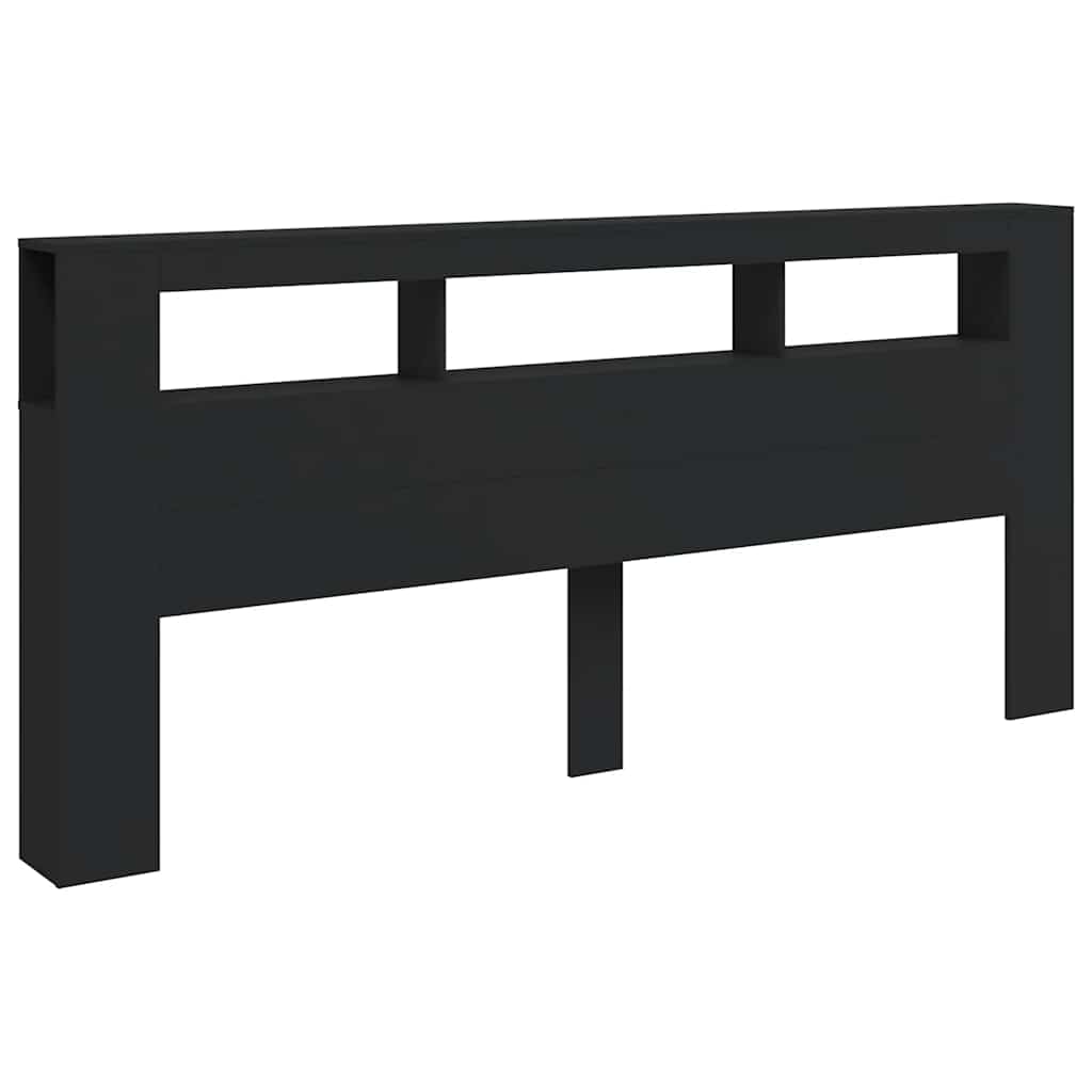 fekete szerelt fa LED-es fejtámla 220x18,5x103,5 cm