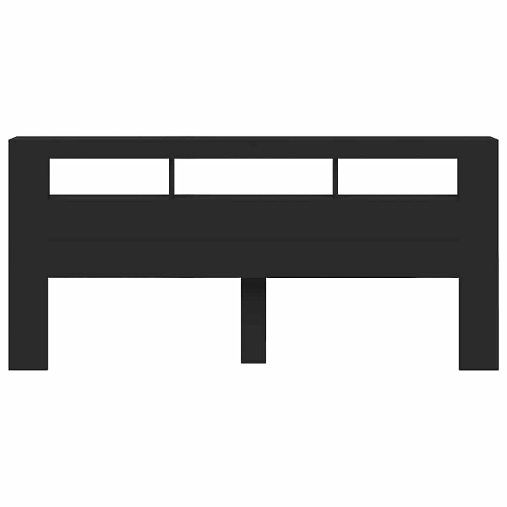 fekete szerelt fa LED-es fejtámla 220x18,5x103,5 cm