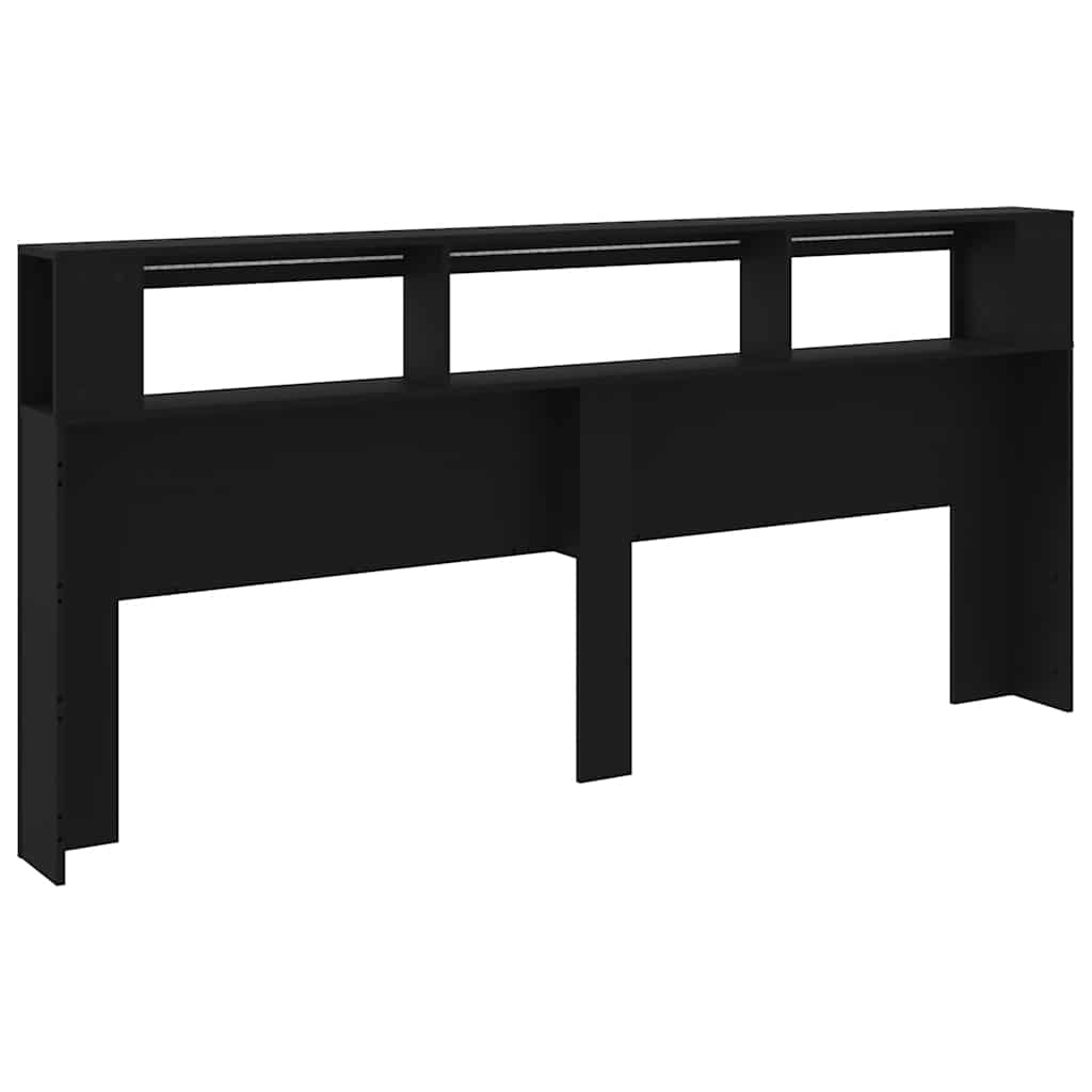 fekete szerelt fa LED-es fejtámla 220x18,5x103,5 cm