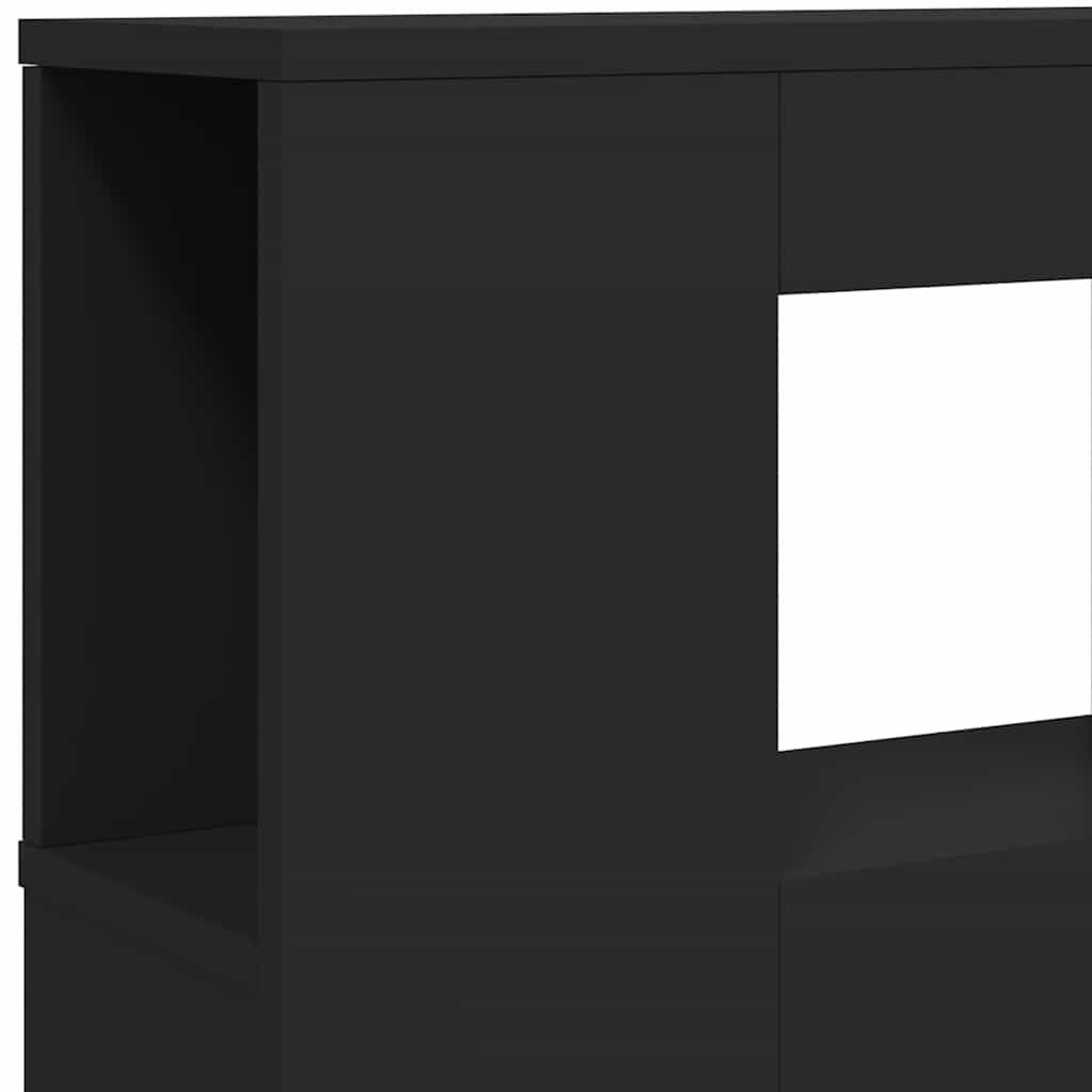 fekete szerelt fa LED-es fejtámla 220x18,5x103,5 cm