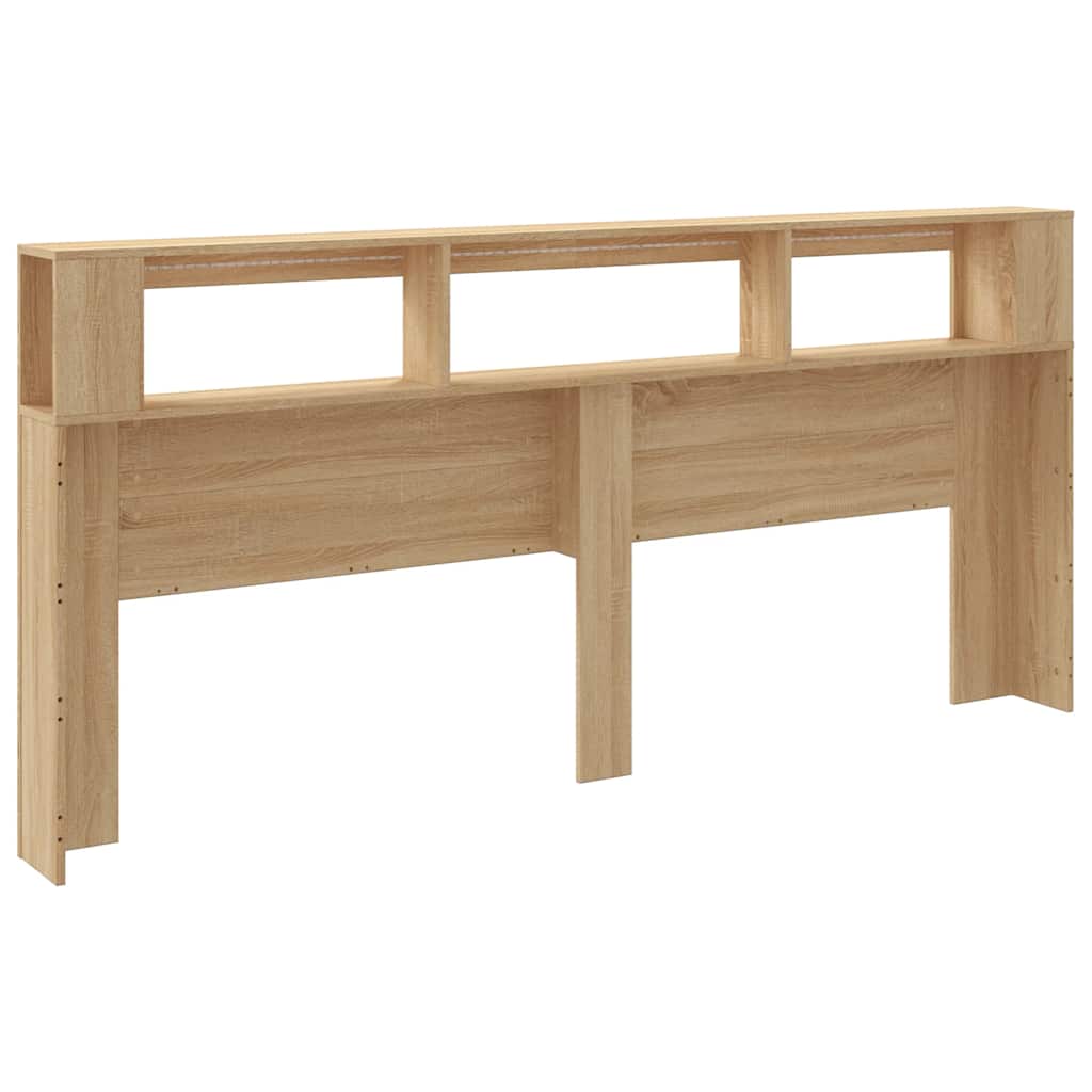 sonoma tölgy színű szerelt fa LED-es fejtámla 220x18,5x103,5 cm