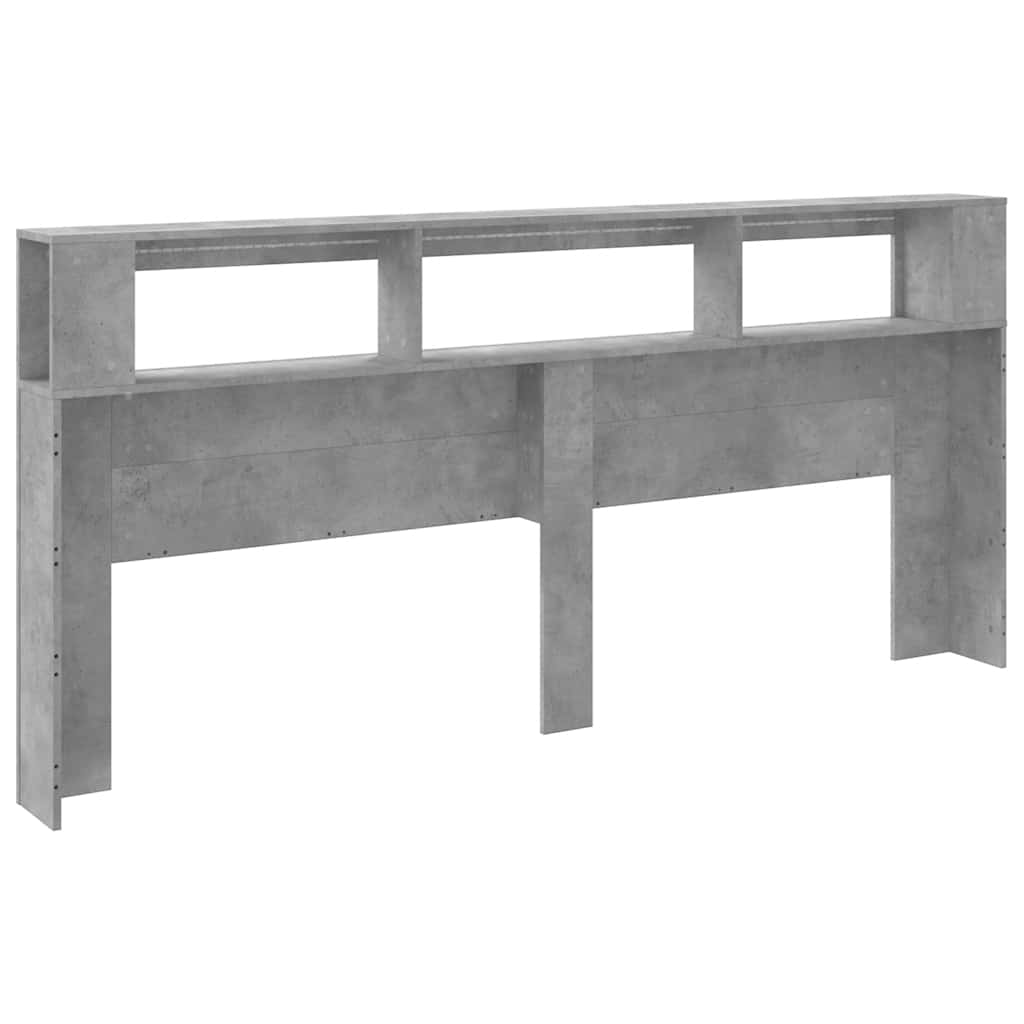 betonszürke szerelt fa LED-es fejtámla 220x18,5x103,5 cm