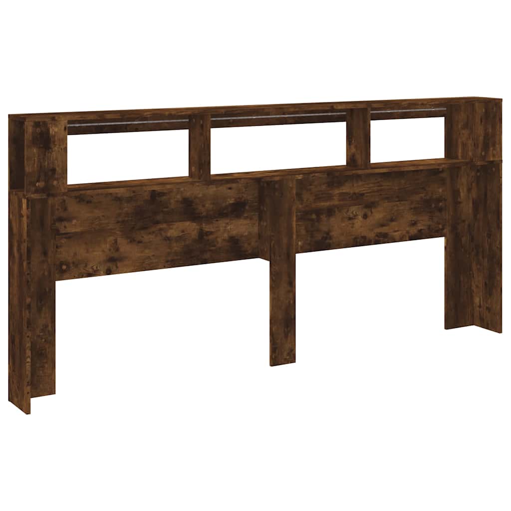 sonoma tölgy színű szerelt fa LED-es fejtámla 220x18,5x103,5 cm