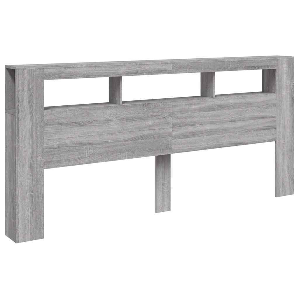 szürke sonoma szerelt fa LED-es fejtámla 220 x 18,5 x 103,5 cm