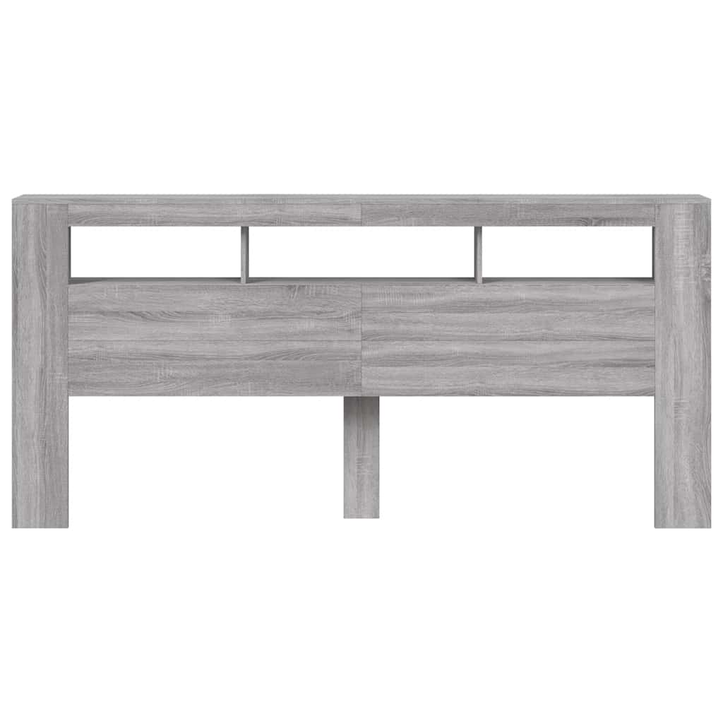 szürke sonoma szerelt fa LED-es fejtámla 220 x 18,5 x 103,5 cm