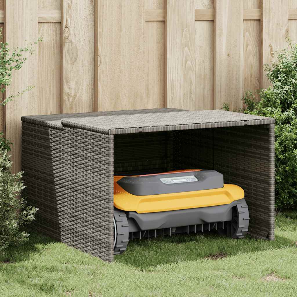 szürke polyrattan robotfűnyíró garázs 86 x 90 x 52/57 cm