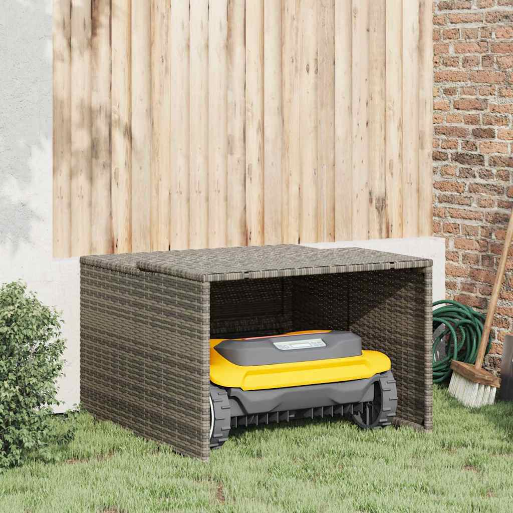 szürke polyrattan robotfűnyíró garázs 86 x 90 x 52/57 cm