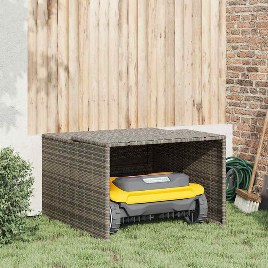 szürke polyrattan robotfűnyíró garázs 86 x 90 x 52/57 cm
