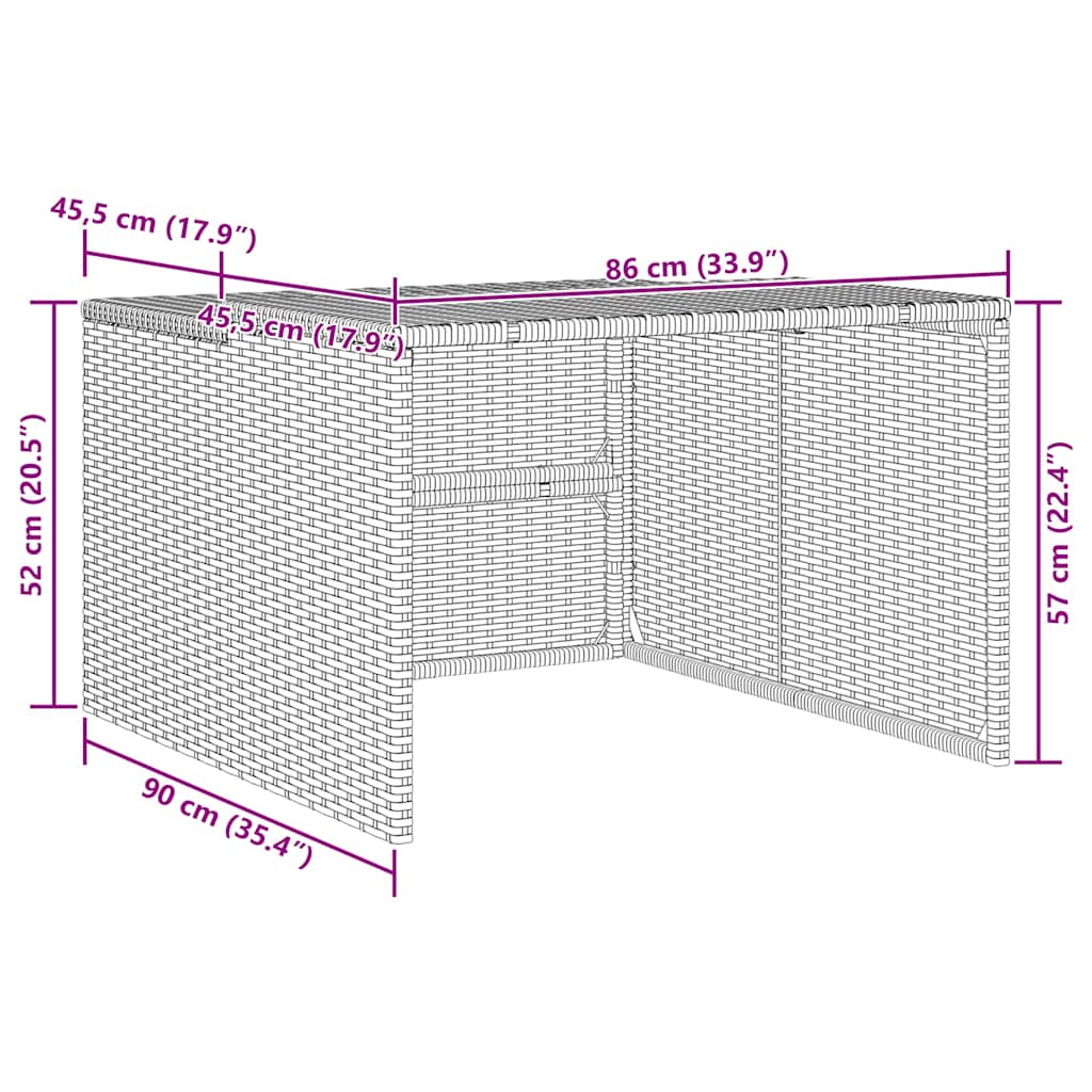 bézs polyrattan robotfűnyíró garázs 86 x 90 x 52/57 cm