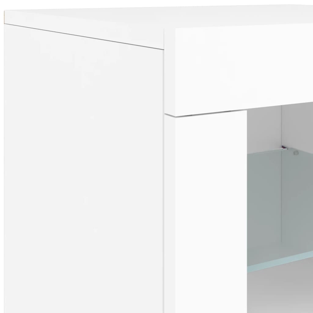 fehér tálalószekrény LED-világítással 162 x 37 x 67 cm