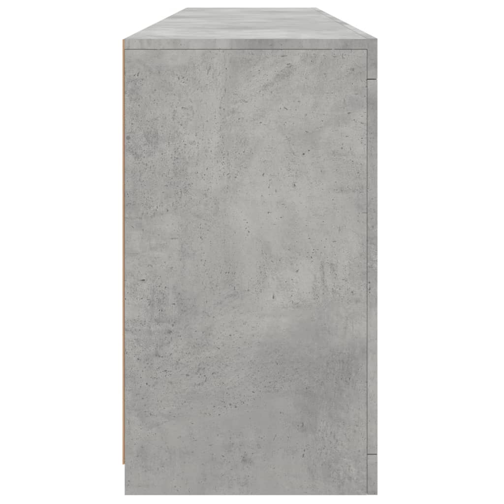 betonszürke tálalószekrény LED-világítással 162 x 37 x 67 cm