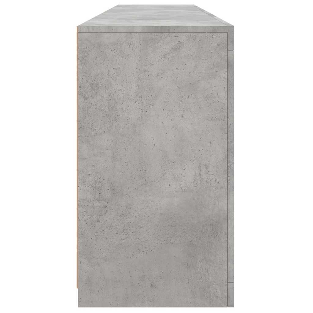 betonszürke tálalószekrény LED-világítással 181,5x37x67 cm