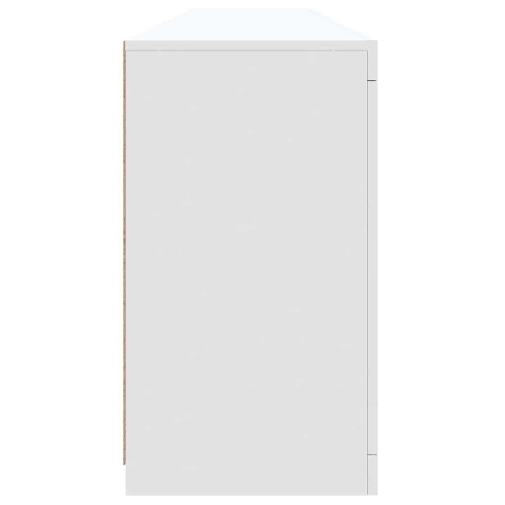 fehér tálalószekrény LED-világítással 202x37x67 cm