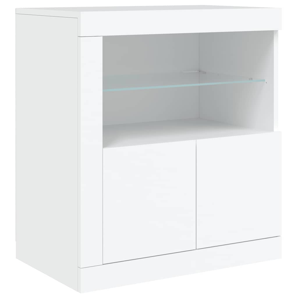 fehér tálalószekrény LED-világítással 181,5x37x67 cm