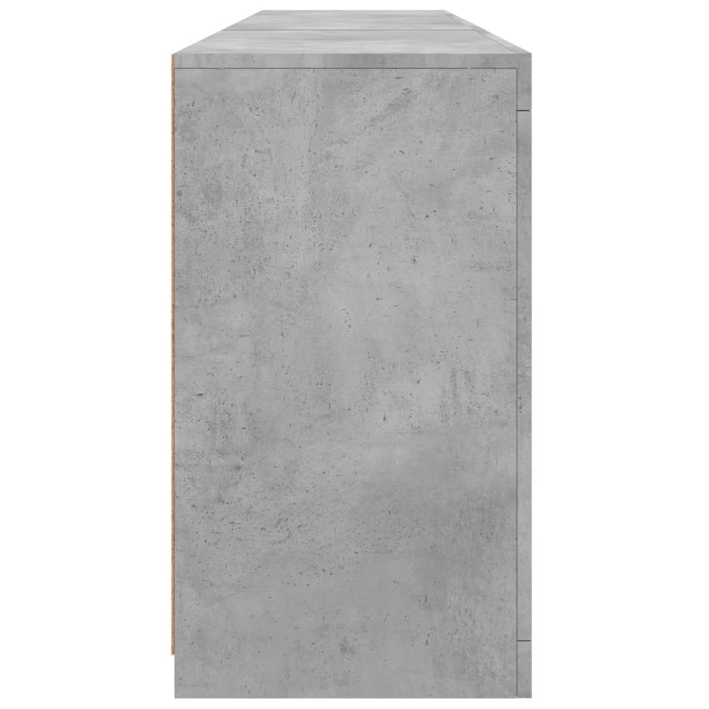 betonszürke tálalószekrény LED-világítással 181,5x37x67 cm