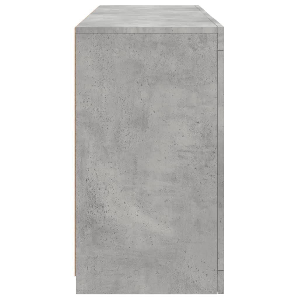 betonszürke tálalószekrény LED-világítással 123 x 37 x 67 cm