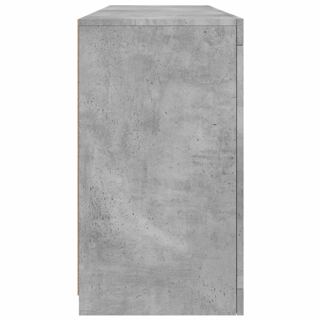 betonszürke tálalószekrény LED-világítással 163 x 37 x 67 cm