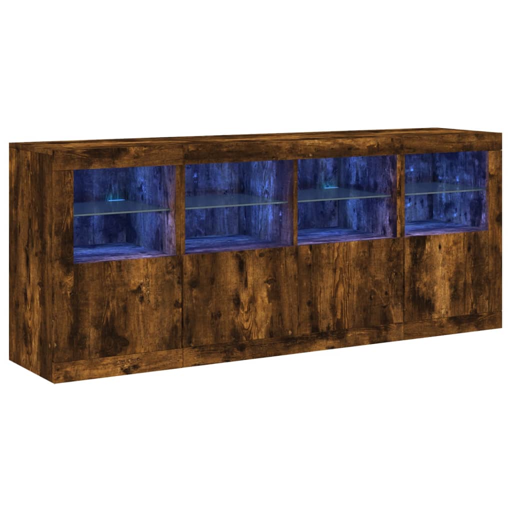 füstös tölgy színű tálalószekrény LED-ekkel 163 x 37 x 67 cm