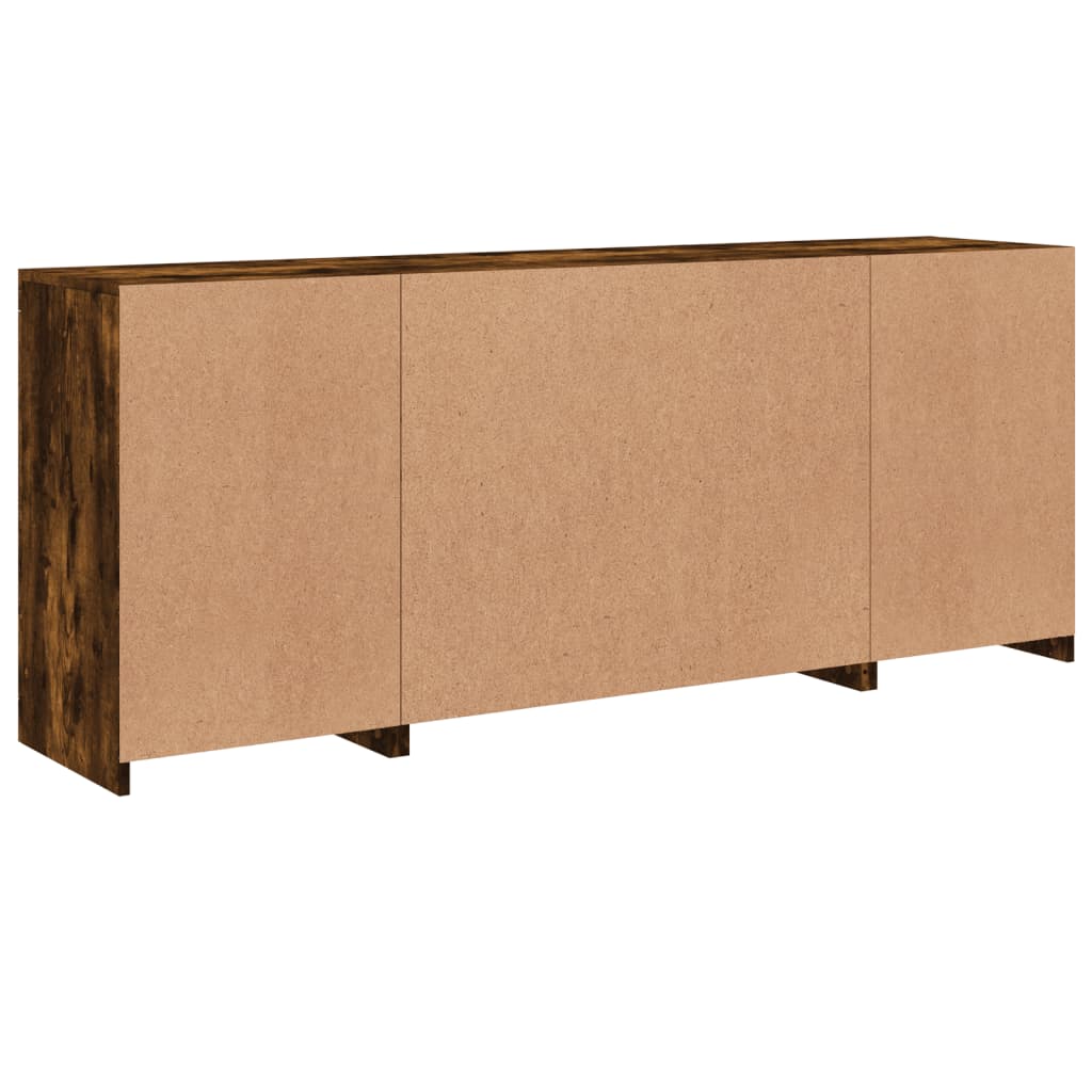 füstös tölgy színű tálalószekrény LED-ekkel 163 x 37 x 67 cm