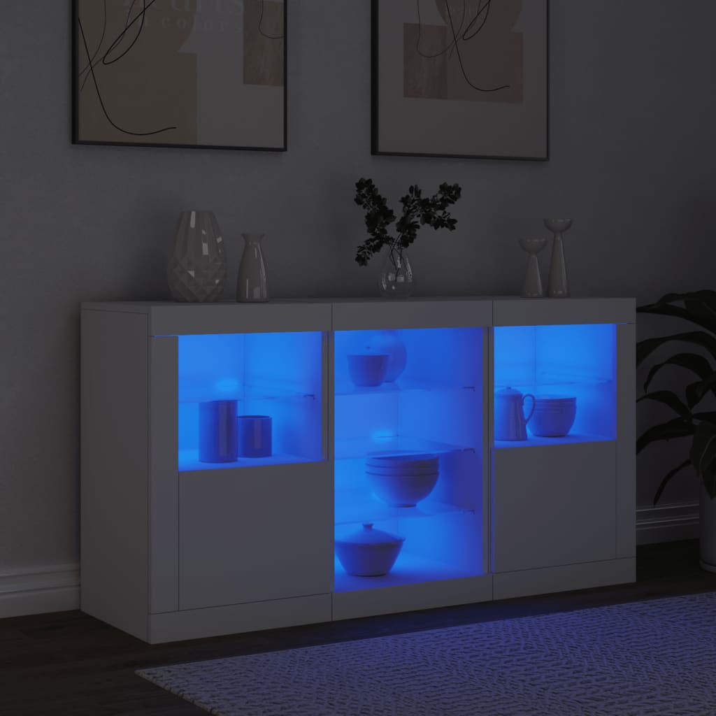 fehér tálalószekrény LED-világítással 123 x 37 x 67 cm
