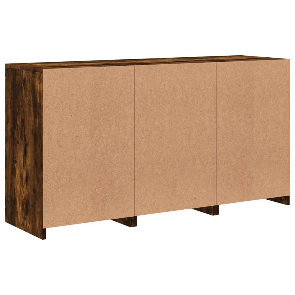füstös tölgy színű tálalószekrény LED-ekkel 123 x 37 x 67 cm