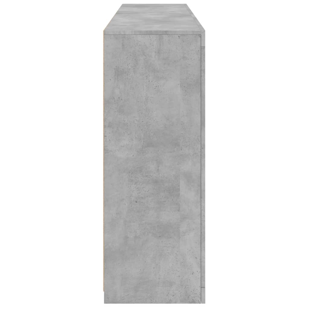 betonszürke tálalószekrény LED-világítással 162 x 37 x 100 cm