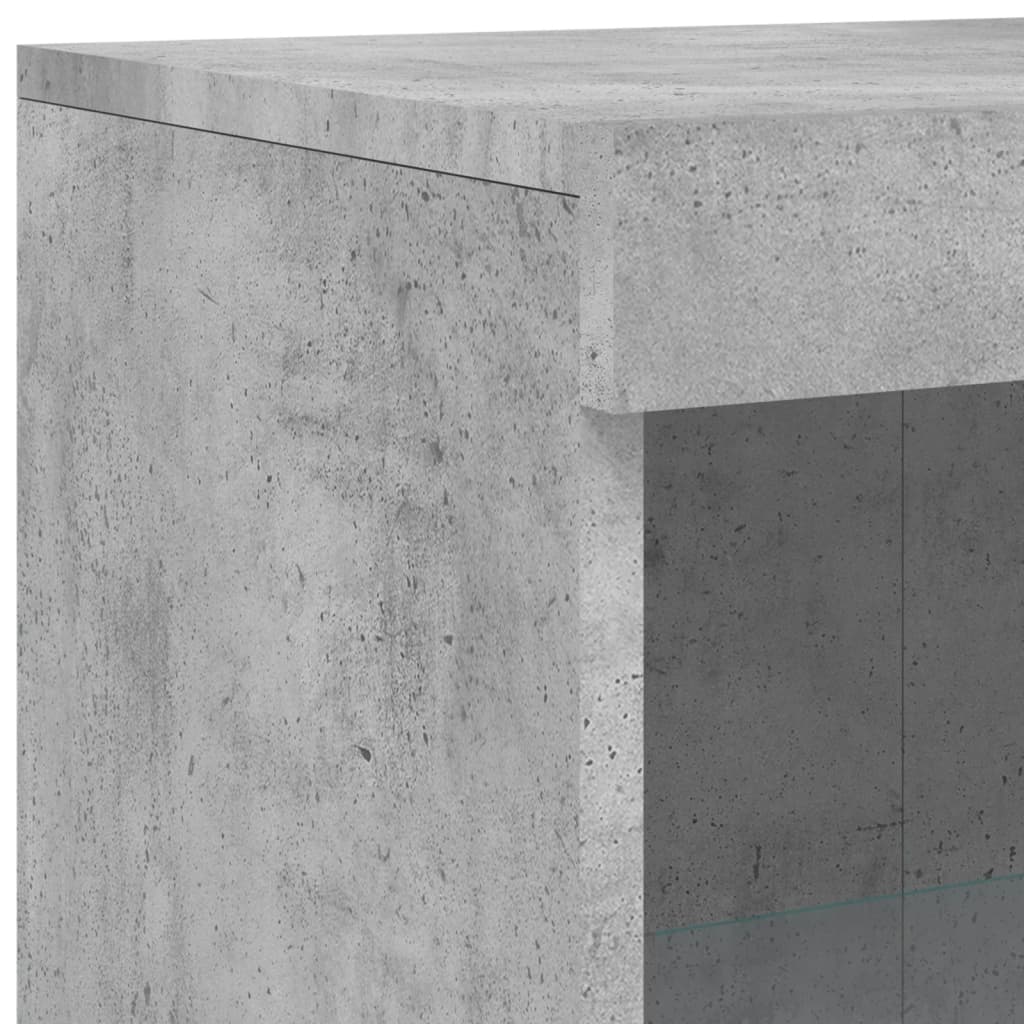 betonszürke tálalószekrény LED-világítással 162 x 37 x 100 cm