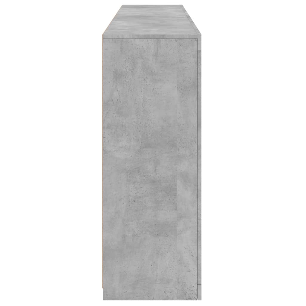 betonszürke tálalószekrény LED-világítással 181,5 x 37 x 100 cm