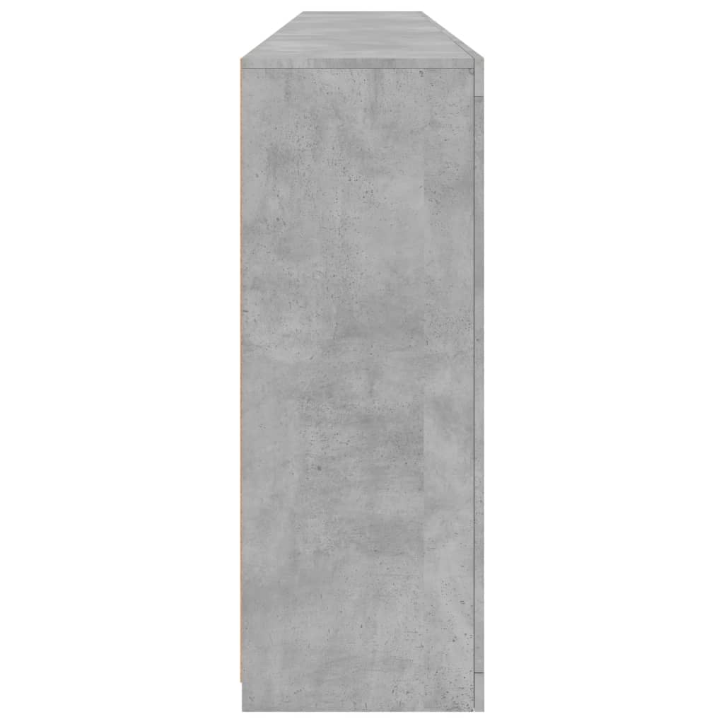 betonszürke tálalószekrény LED-világítással 162 x 37 x 100 cm