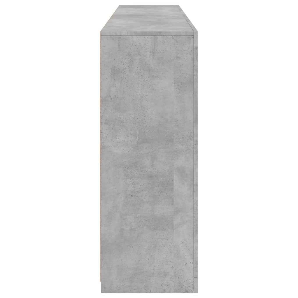betonszürke tálalószekrény LED-világítással 181,5 x 37 x 100 cm