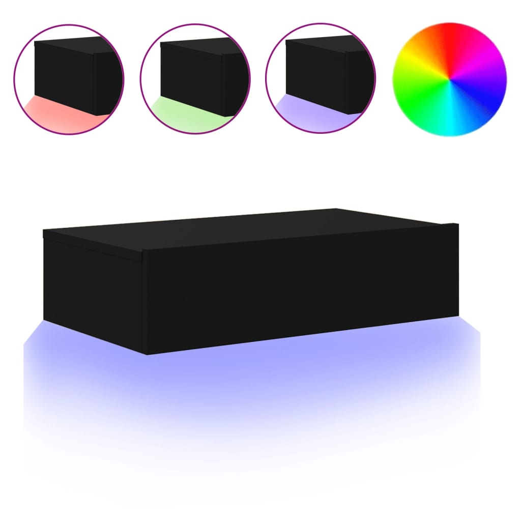 fekete TV-szekrény LED-lámpákkal 60x35x15,5 cm