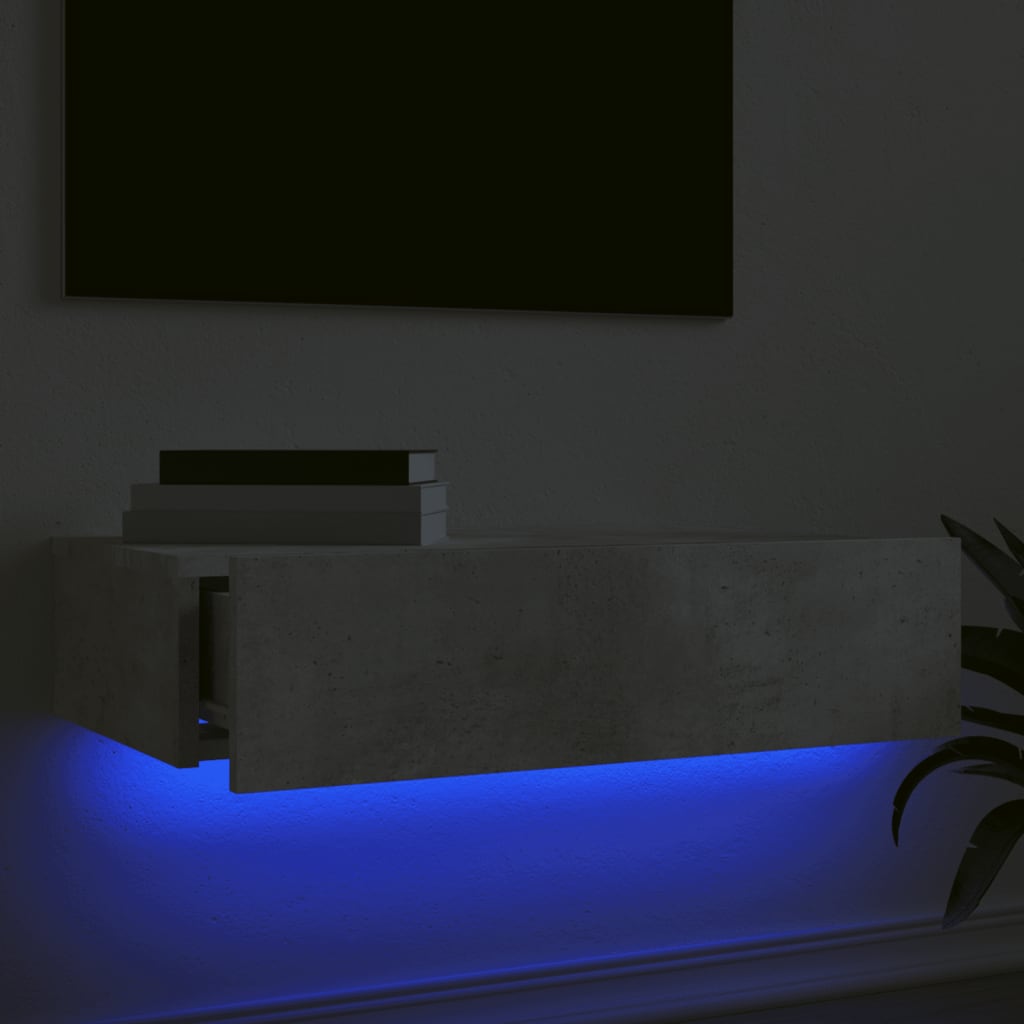 betonszürke TV-szekrény LED-lámpákkal 60x35x15,5 cm