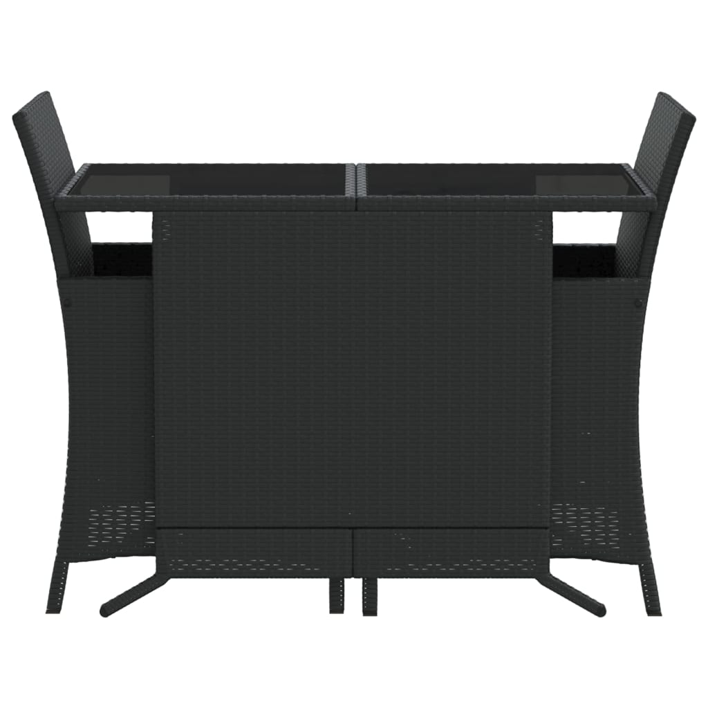 3 részes fekete polyrattan bisztrógarnitúra párnával