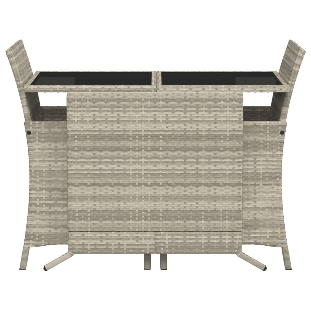 3 részes világosszürke polyrattan bisztrógarnitúra párnákkal