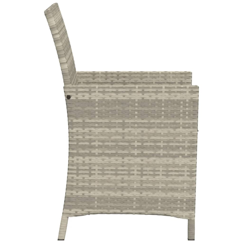 3 részes világosszürke polyrattan bisztrógarnitúra párnákkal