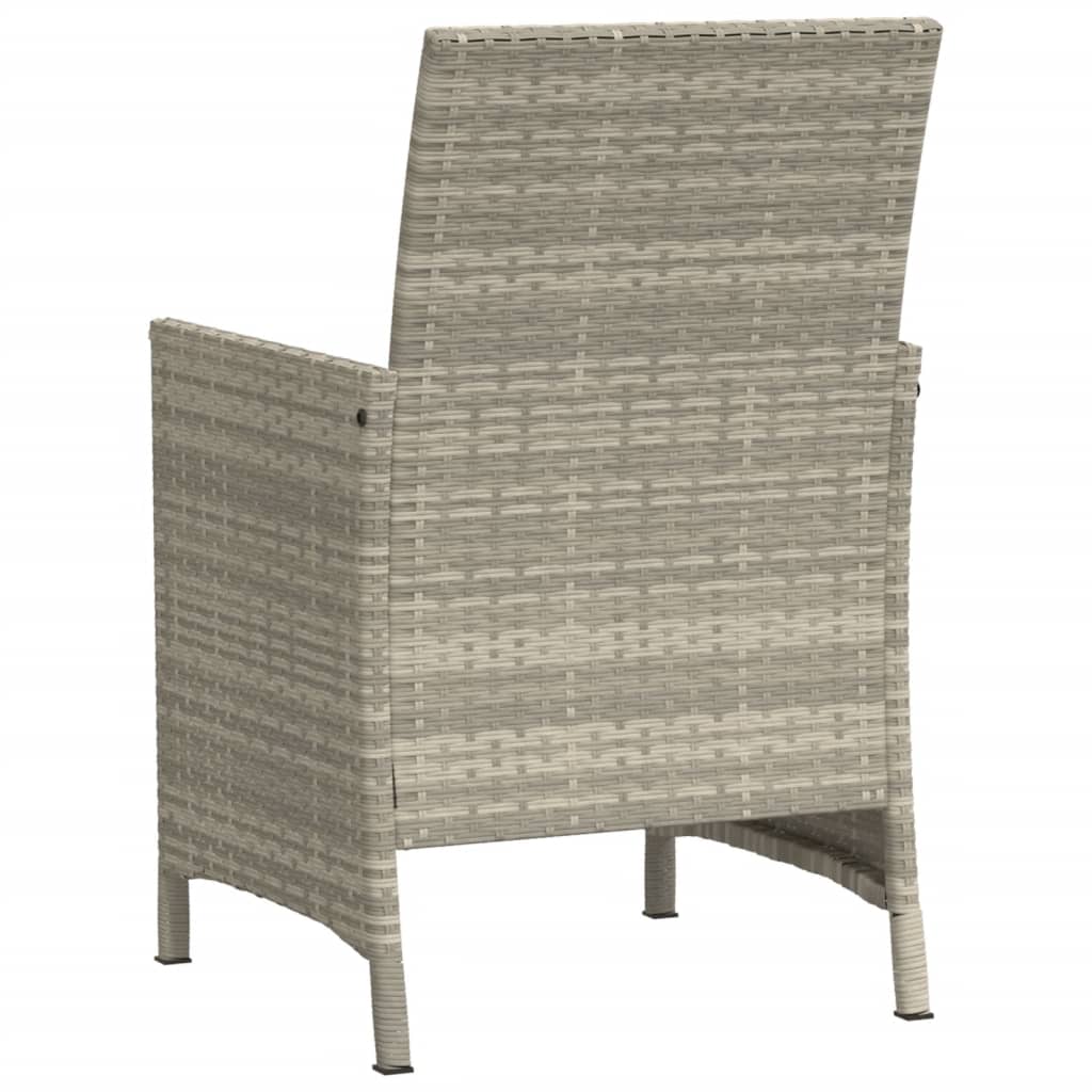 3 részes világosszürke polyrattan bisztrógarnitúra párnákkal