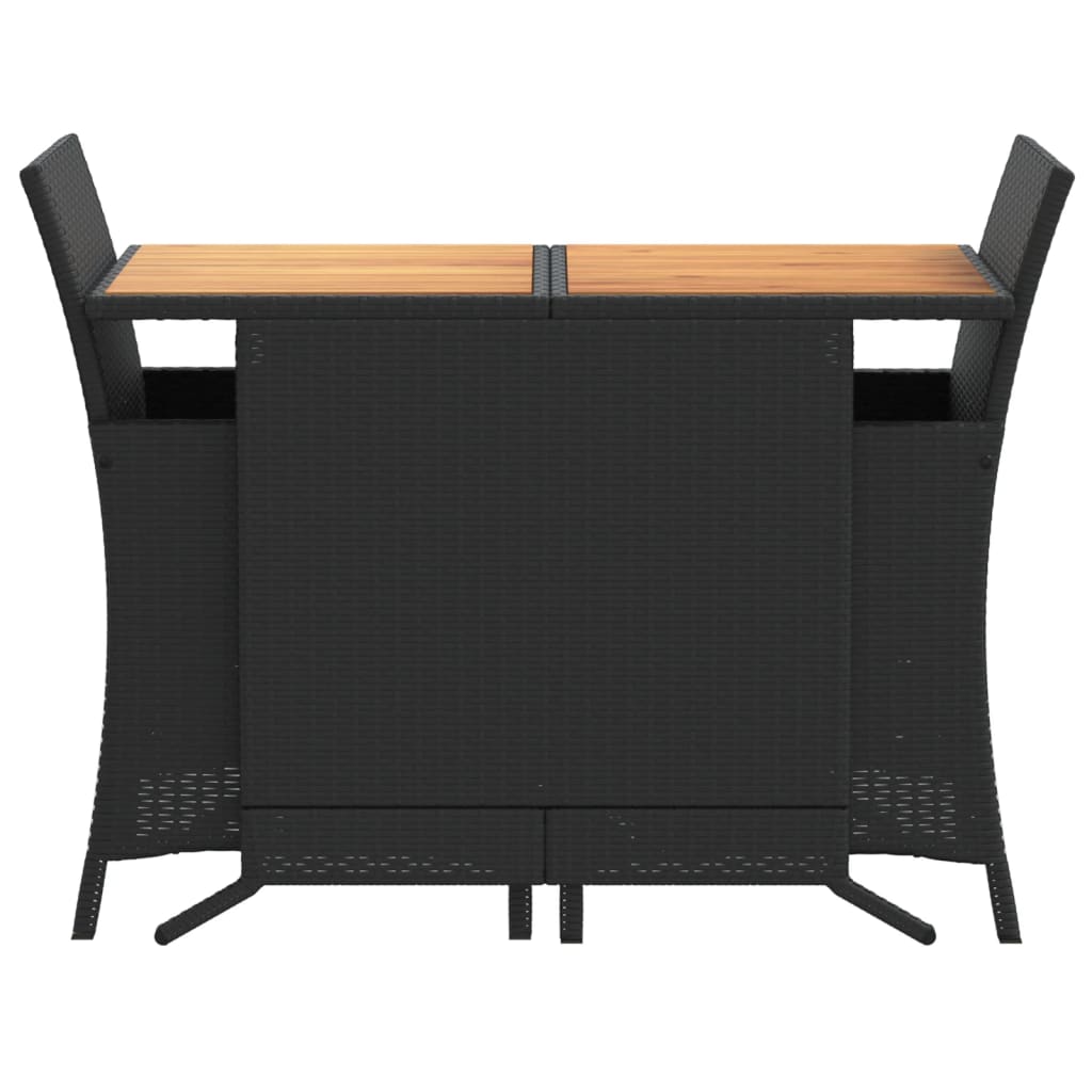 3 részes fekete polyrattan bisztrógarnitúra párnával