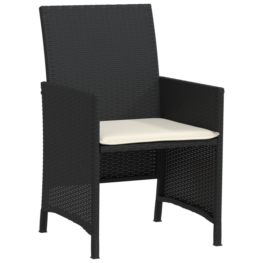 3 részes fekete polyrattan bisztrógarnitúra párnával