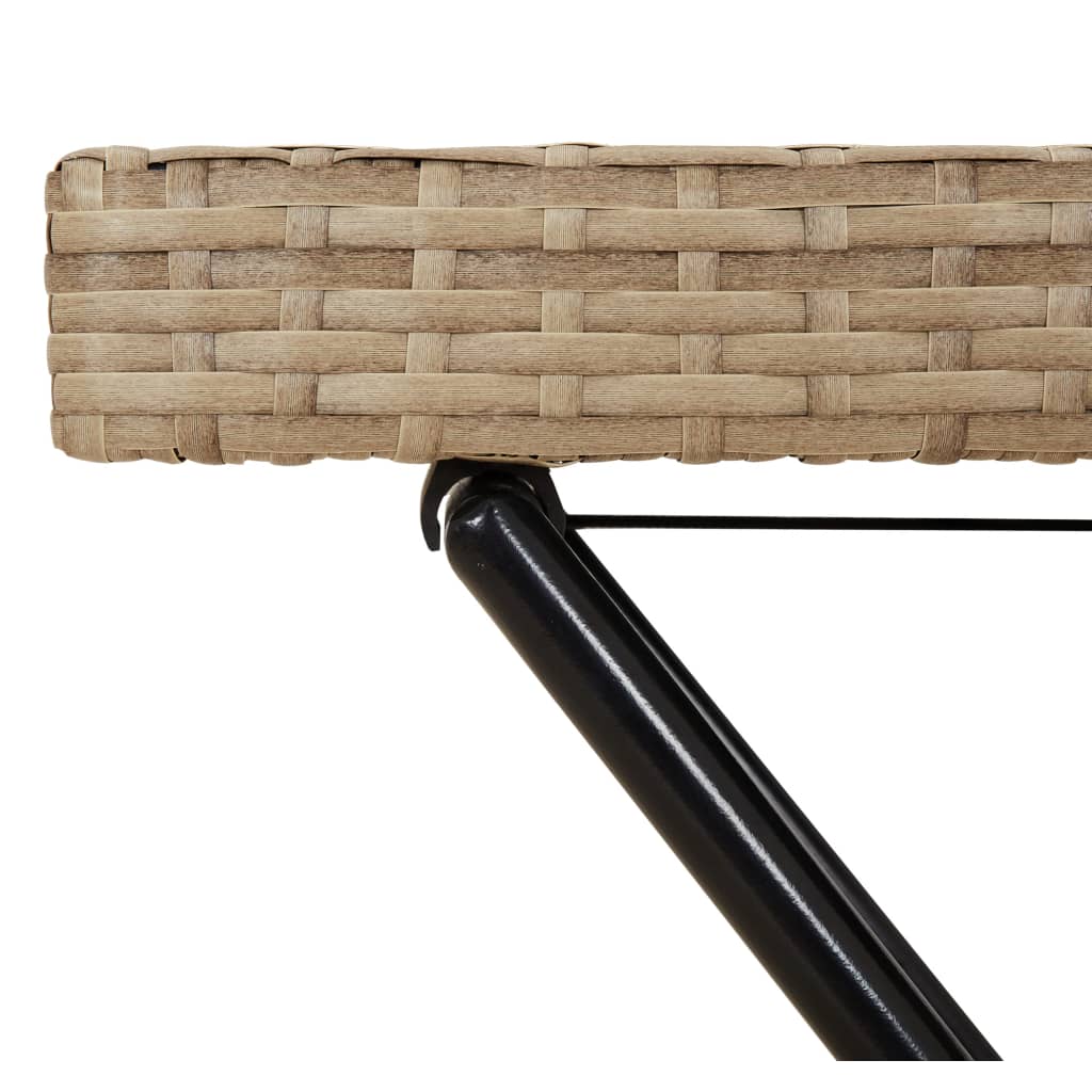 bézs összecsukható polyrattan tálcaasztal 65 x 40 x 75 cm