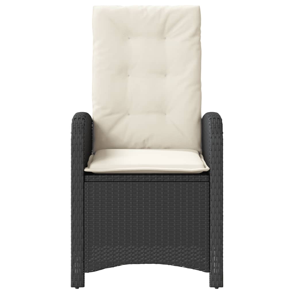 3 részes fekete polyrattan bisztrógarnitúra párnával