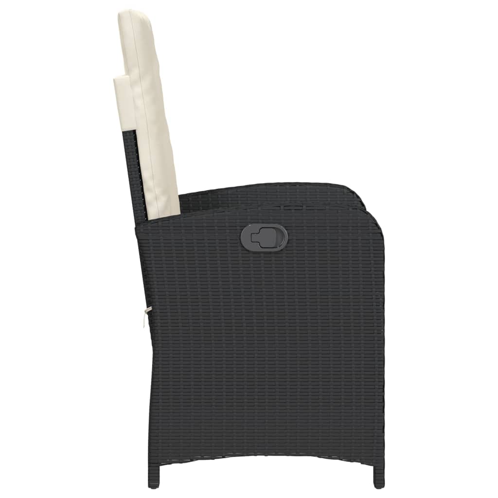 3 részes fekete polyrattan bisztrógarnitúra párnával