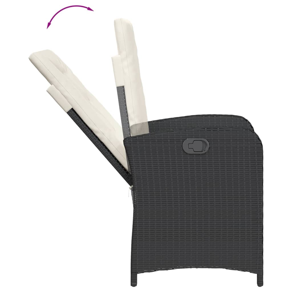 3 részes fekete polyrattan bisztrógarnitúra párnával