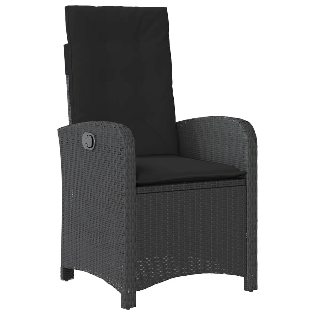 3 részes fekete polyrattan bisztrógarnitúra párnával