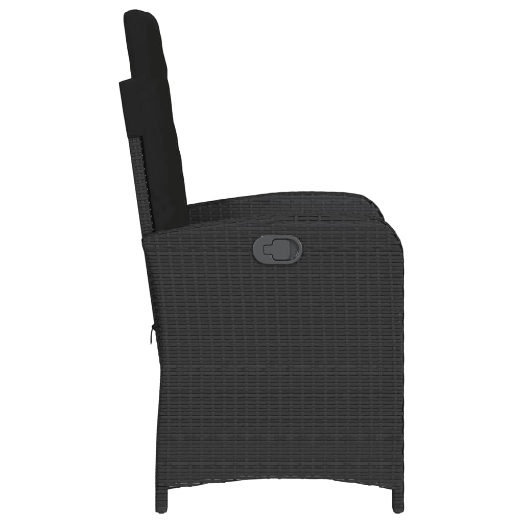 3 részes fekete polyrattan bisztrógarnitúra párnával
